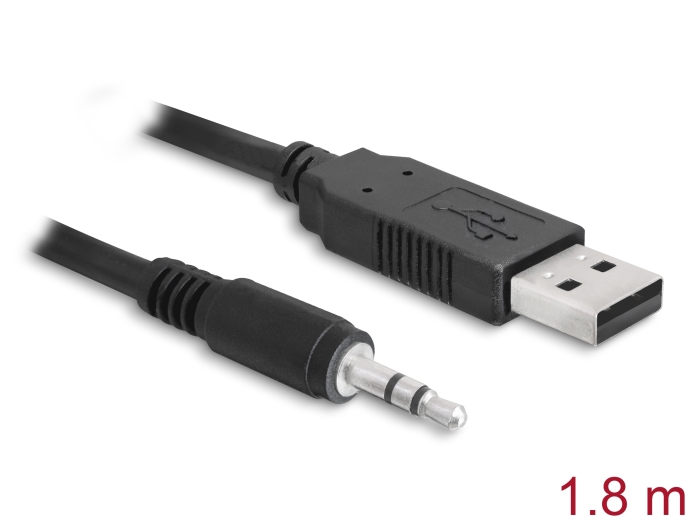 Delock Konverter USB 2.0 Typ-A Stecker zu Seriell TTL 3,5 mm 3 Pin Klinke 1,8 m (5 V)