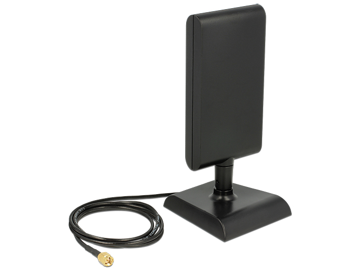 Delock LTE Antenne SMA Stecker 2 - 4 dBi omnidirektional mit magnetischem Standfuß und Anschlusskabel (ULA 100, 1 m) schwarz