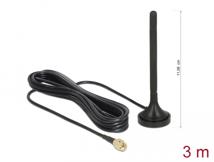 Delock LTE Antenne SMA Stecker 2 dBi starr omnidirektional mit magnetischem Standfuß und Anschlusskabel RG-174 3 m outdoor schwarz Delock LTE Antenne SMA Stecker 2 dBi starr omnidirektional mit magnetischem Standfuß und Anschlusskabel RG-174 3 m outdoor schwarz