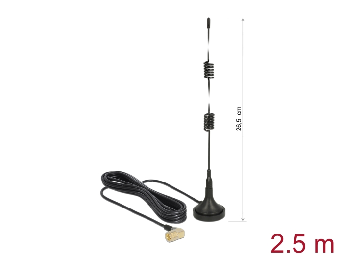 Delock LTE Antenne SMA Stecker 90° 2,5 dBi starr omnidirektional mit magnetischem Standfuß und Anschlusskabel RG-174 2,5 m outdoor schwarz Delock LTE Antenne SMA Stecker 90° 2,5 dBi starr omnidirektional mit magnetischem Standfuß und Anschlusskabel RG-174 2,5 m outdoor schwarz