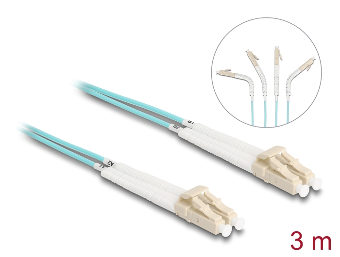 Delock LWL Kabel LC Duplex zu LC Duplex Multimode OM3 winkelbar 3 m