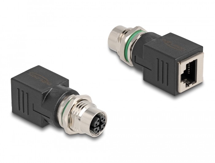 Delock M12 Adapter X-kodiert 8 Pin Buchse zu RJ45 Buchse gerade
