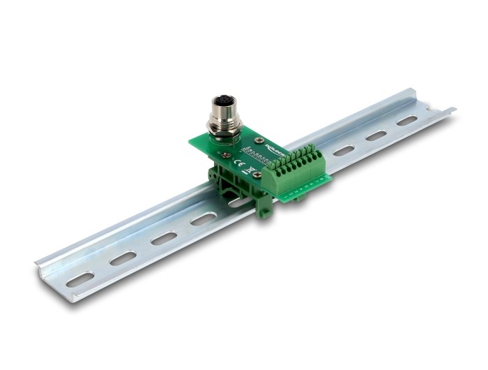 Delock M12 Übergabemodul Adapter A-kodiert 8 Pin Buchse zu 9 Pin Terminalblock für Hutschiene Delock M12 Übergabemodul Adapter A-kodiert 8 Pin Buchse zu 9 Pin Terminalblock für Hutschiene