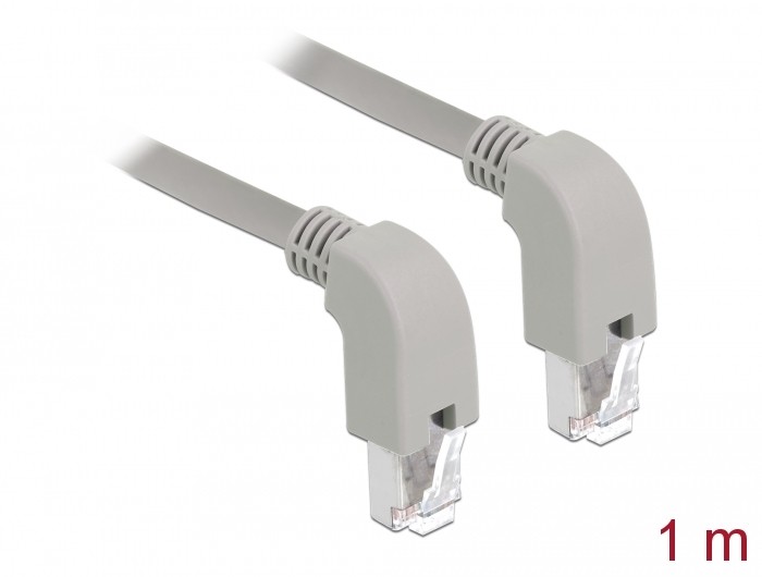 Delock Netzwerkkabel RJ45 Cat.6A S/FTP unten / unten gewinkelt 1 m