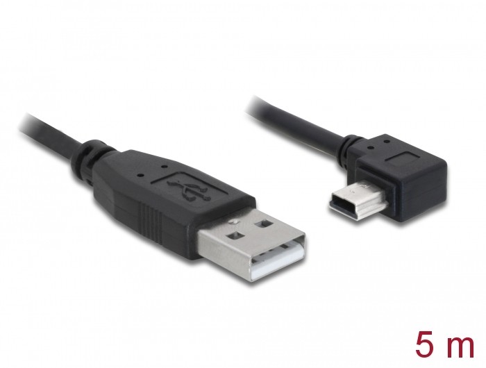 Delock USB 2.0 Kabel Typ-A Stecker zu Typ Mini-B Stecker gewinkelt 5 m Delock USB 2.0 Kabel Typ-A Stecker zu Typ Mini-B Stecker gewinkelt 5 m