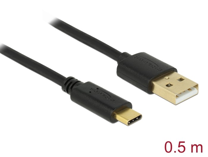 Delock USB 2.0 Kabel Typ-A zu Type-C 0,5 m Delock USB 2.0 Kabel Typ-A zu Type-C 0,5 m
