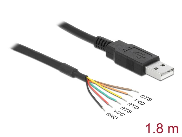 Delock USB 2.0 zu Seriell TTL Konverter mit 6 offenen Kabelenden 1,8 m (5 V)