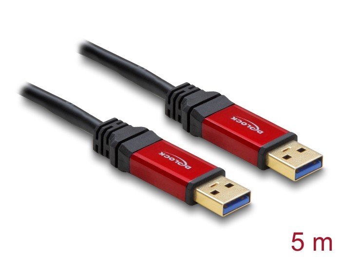 Delock USB 3.2 Gen 1 Kabel Typ-A Stecker zu Typ-A Stecker 5 m Metall Delock USB 3.2 Gen 1 Kabel Typ-A Stecker zu Typ-A Stecker 5 m Metall