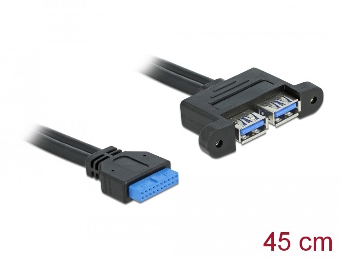 Delock USB 5 Gbps Kabel Pfostenbuchse zu 2 x USB Typ-A Buchse nebeneinander 45 cm Delock USB 5 Gbps Kabel Pfostenbuchse zu 2 x USB Typ-A Buchse nebeneinander 45 cm