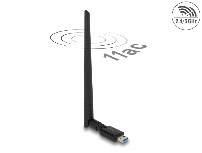 Delock USB Dualband WLAN ac/a/b/g/n Stick 867 + 300 Mbps mit externer Antenne Delock USB Dualband WLAN ac/a/b/g/n Stick 867 + 300 Mbps mit externer Antenne
