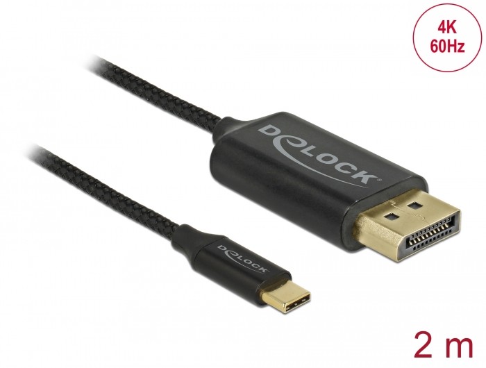 Delock USB Kabel Type-C zu DisplayPort (DP Alt Mode) 4K 60 Hz 2 m koaxial