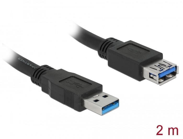 Delock Verlängerungskabel USB 3.0 Typ-A Stecker > USB 3.0 Typ-A Buchse 2,0 m schwarz Delock Verlängerungskabel USB 3.0 Typ-A Stecker > USB 3.0 Typ-A Buchse 2,0 m schwarz