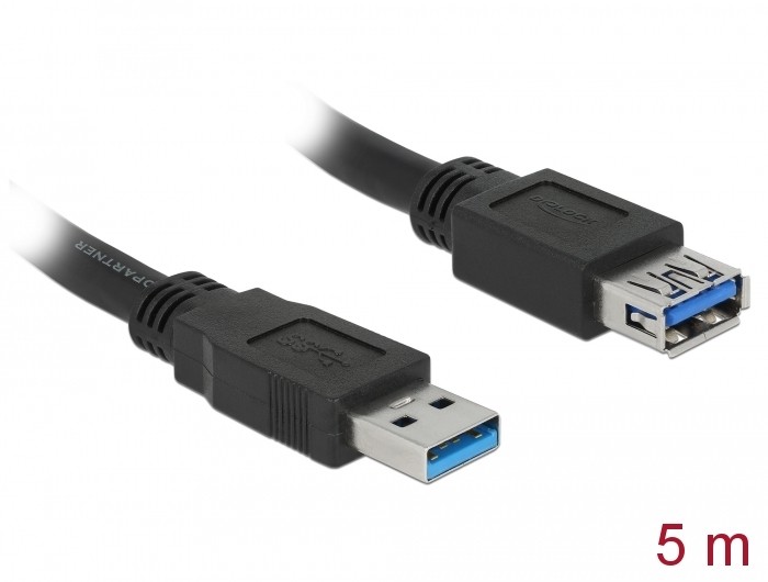 Delock Verlängerungskabel USB 3.0 Typ-A Stecker > USB 3.0 Typ-A Buchse 5,0 m schwarz Delock Verlängerungskabel USB 3.0 Typ-A Stecker > USB 3.0 Typ-A Buchse 5,0 m schwarz