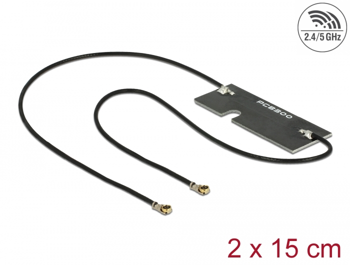 Delock WLAN 802.11 ac/a/h/b/g/n Doppelantenne 2 x I-PEX Inc., MHF® 4L Stecker 3 - 5 dBi 1.13 2 x 15 cm PCB intern Klebemontage