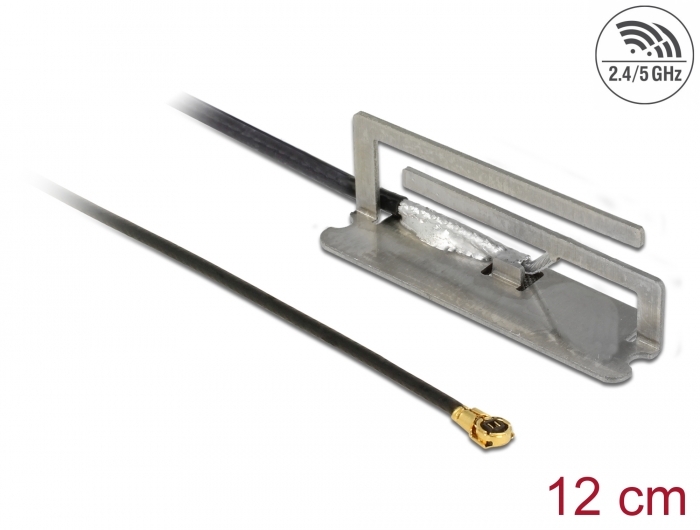 Delock WLAN 802.11 ac/ax/a/h/b/g/n Antenne I-PEX Inc., MHF® 4L Stecker 1,6 dBi 1.13 12 cm PIFA intern