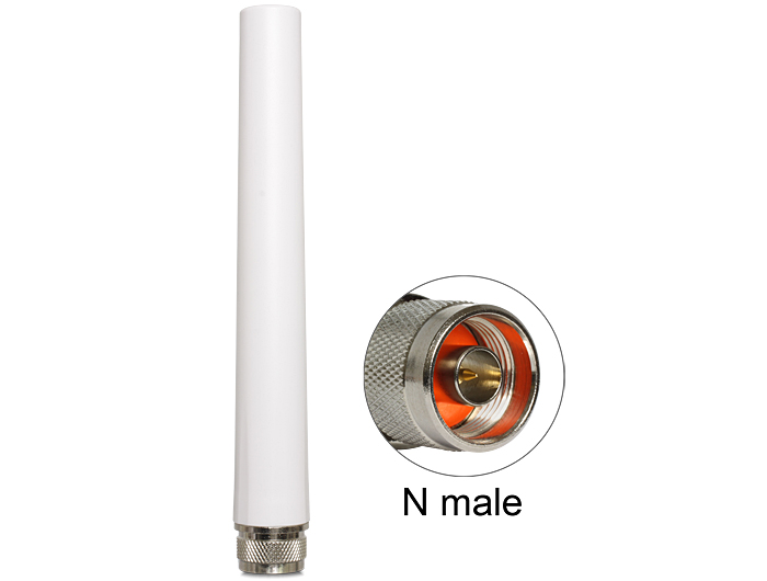 Delock WLAN 802.11 b/g/n Antenne N Stecker 5 dBi omnidirektional starr outdoor weiß