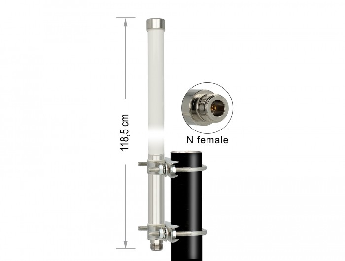 Delock WLAN Antenne N Buchse 802.11 b/g/n 12 dBi 118,5 cm omnidirektional starr Mastmontage weiß outdoor Delock WLAN Antenne N Buchse 802.11 b/g/n 12 dBi 118,5 cm omnidirektional starr Mastmontage weiß outdoor