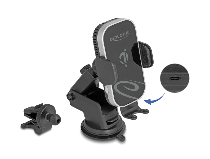 Delock Wireless Car Charger Smartphone Halterung mit Ladefunktion und Kühlung 15 W - Qi Delock Wireless Car Charger Smartphone Halterung mit Ladefunktion und Kühlung 15 W - Qi