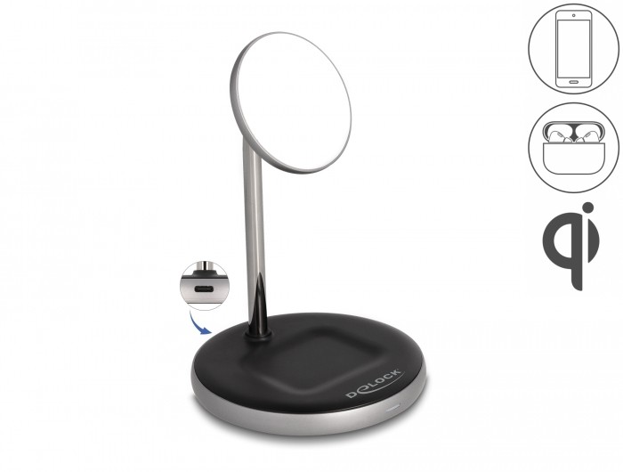Delock Wireless Charger 2 in 1 mit 5 W / 7,5 W / 10 W / 15 W - Qi Delock Wireless Charger 2 in 1 mit 5 W / 7,5 W / 10 W / 15 W - Qi