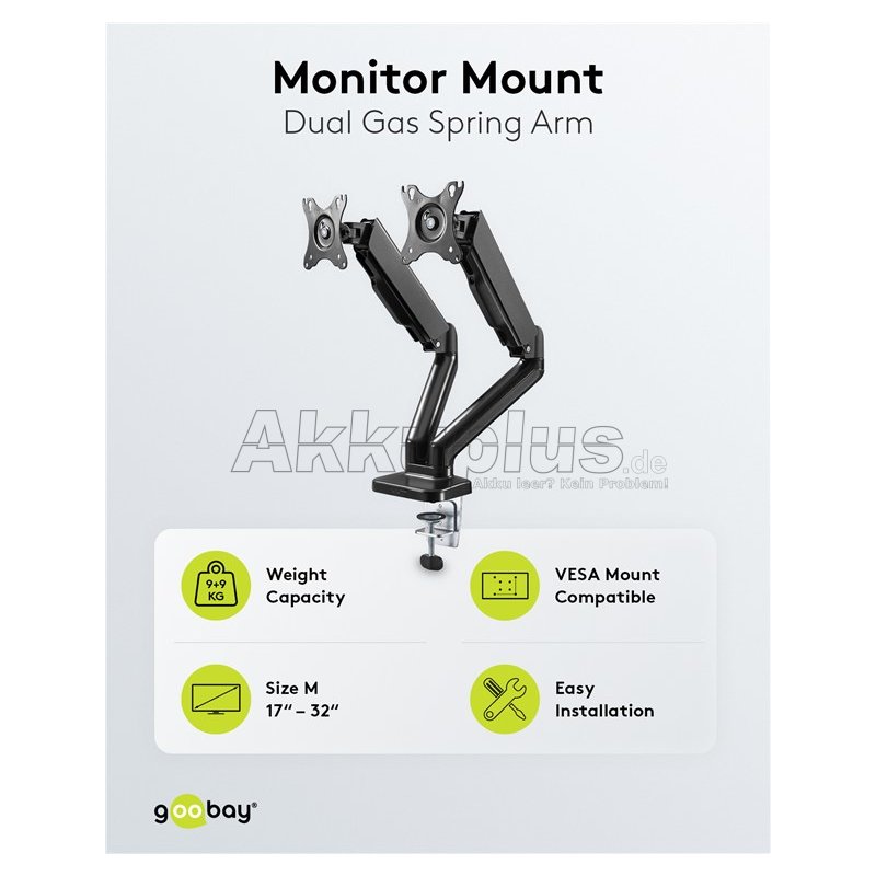 Doppel-Monitorhalterung mit Gasdruckfeder, schwarz