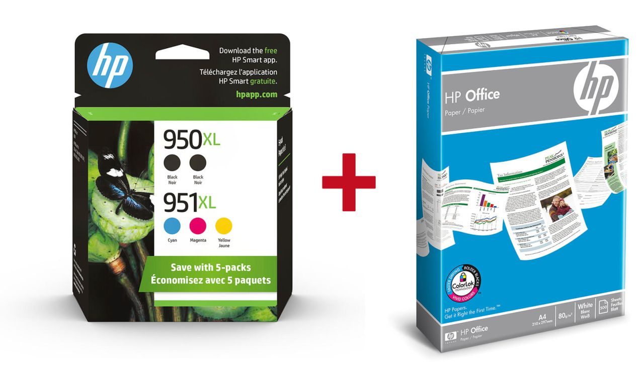 Druckerpatronen Bundle mit HP Original 950XL/951XL Multipack + 500 Blatt HP Kopierpapier