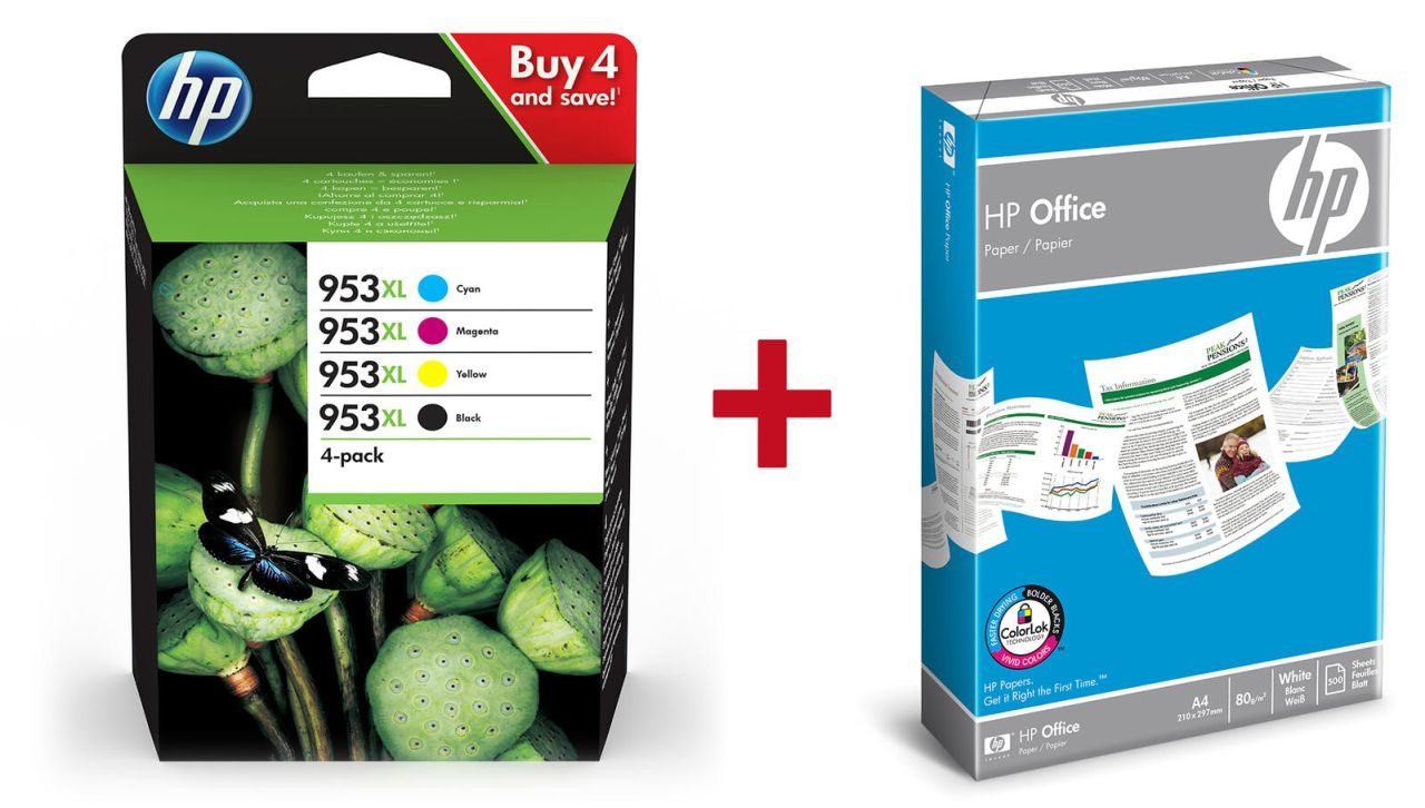 Druckerpatronen Bundle mit HP Original 953XL Multipack + 500 Blatt HP Kopierpapier