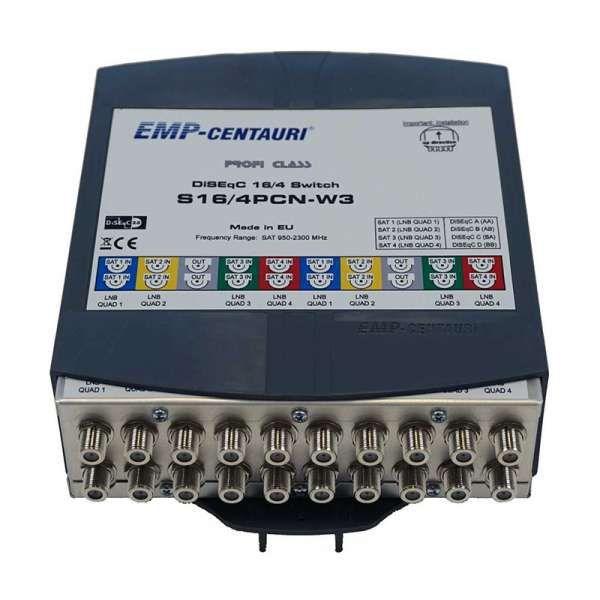 EMP Centauri Profi-Line S16/4PCN-W3 DiSEqC 2.0 Schalter 16 Eingang/4 Ausgang EMP Centauri Profi-Line S16/4PCN-W3 DiSEqC 2.0 Schalter 16 Eingang/4 Ausgang von EMP-Centauri
