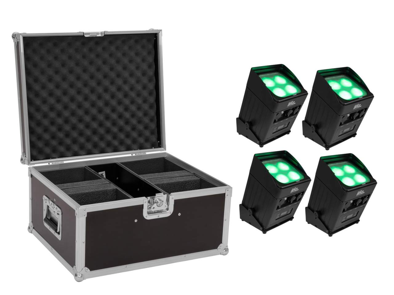 EUOLITE Set 4x AKKU UP-4 Entry QCL Spot QuickDMX + Case EUOLITE Set 4x AKKU UP-4 Entry QCL Spot QuickDMX + Case