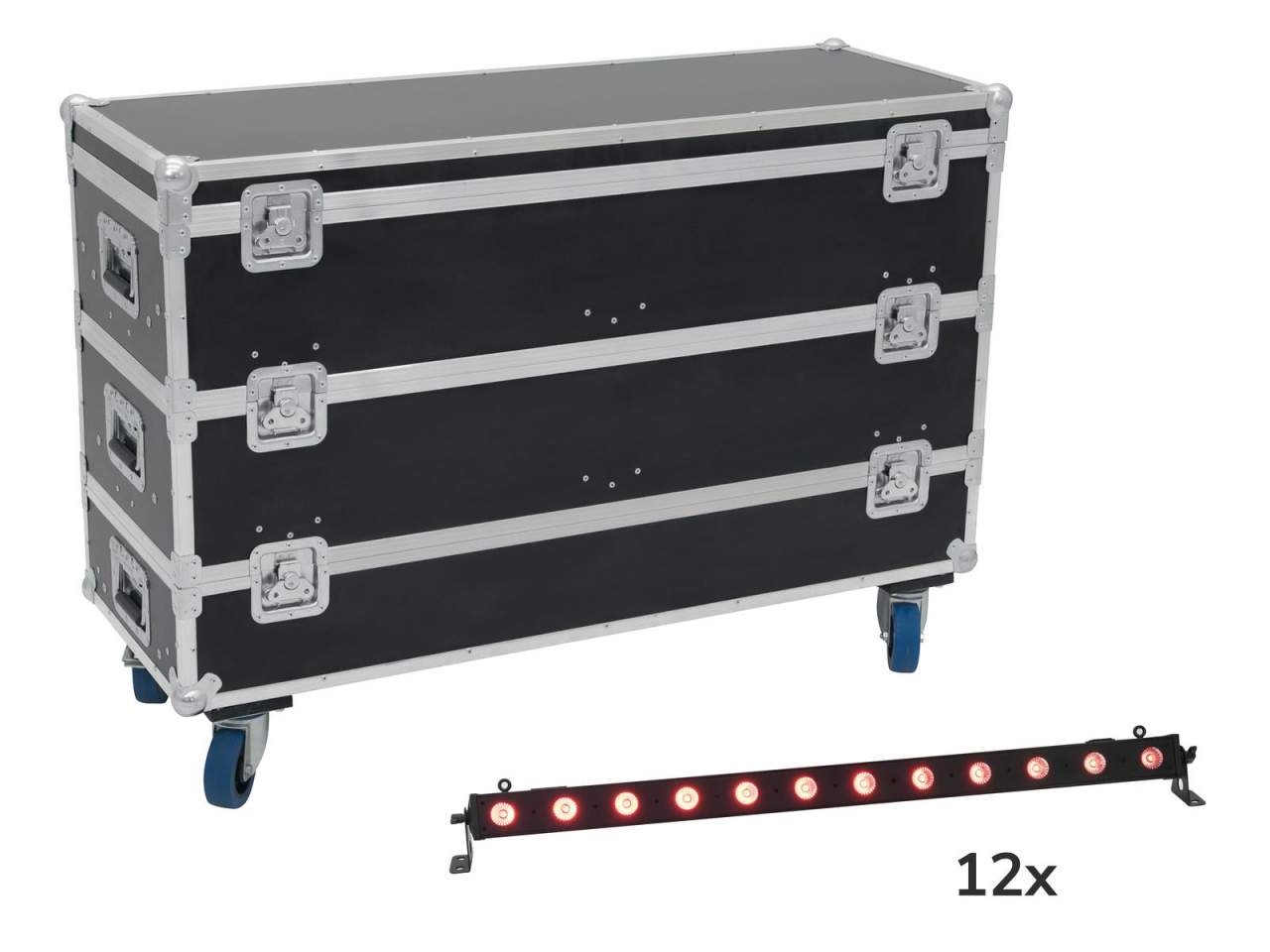 EUROLITE Set 12x LED BAR-12 QCL RGB+UV Leiste + Case mit Rollen EUROLITE Set 12x LED BAR-12 QCL RGB+UV Leiste + Case mit Rollen