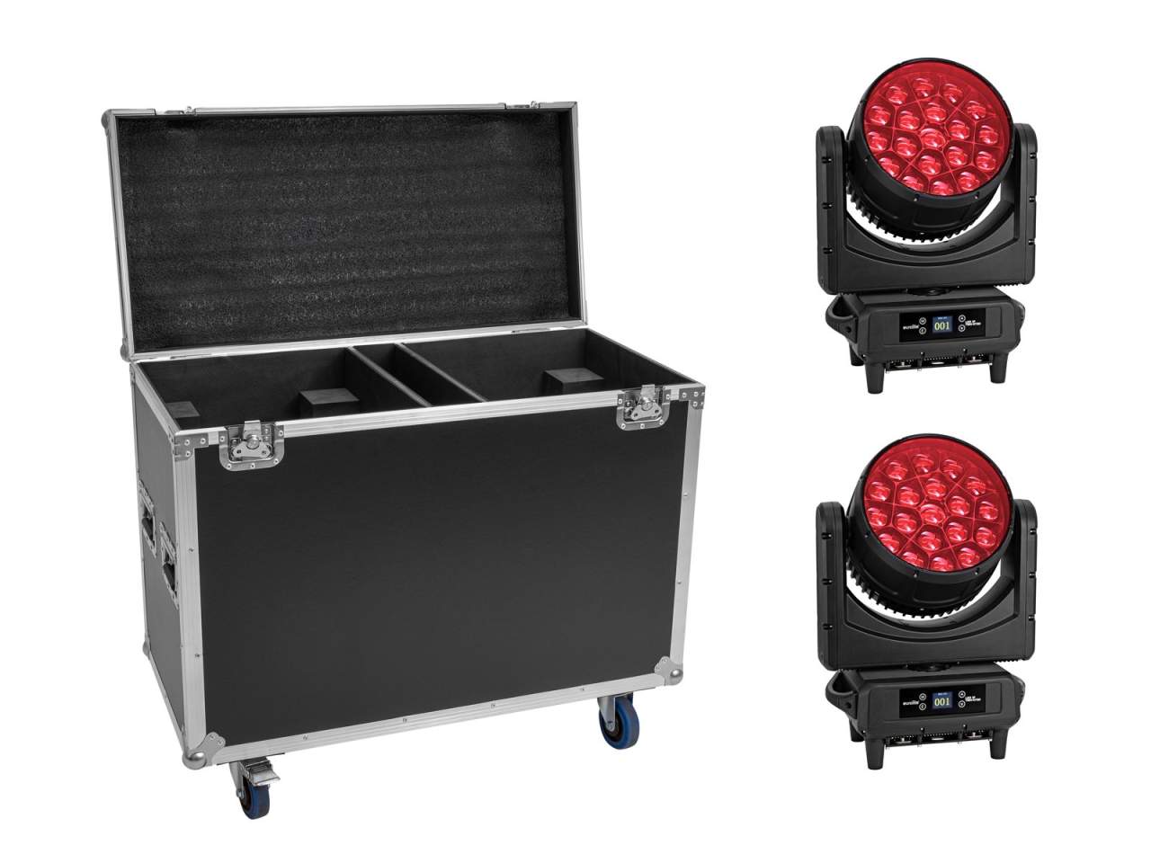 EUROLITE Set 2x LED IP TMH-H760 + Case mit Rollen EUROLITE Set 2x LED IP TMH-H760 + Case mit Rollen
