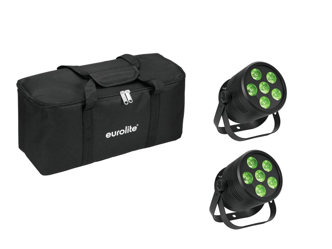 EUROLITE Set 2x LED Silent Par 6 QCL Floor sw + Soft-Bag EUROLITE Set 2x LED Silent Par 6 QCL Floor sw + Soft-Bag
