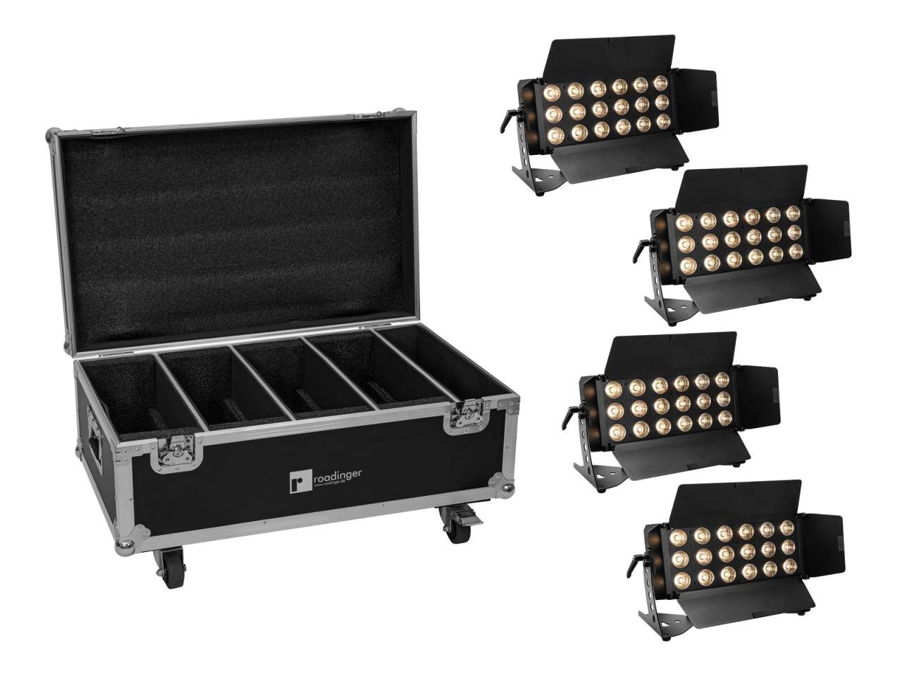 EUROLITE Set 4x LED CLS-18 QCL RGB/WW 18x7W + Flightcase mit Rollen EUROLITE Set 4x LED CLS-18 QCL RGB/WW 18x7W + Flightcase mit Rollen
