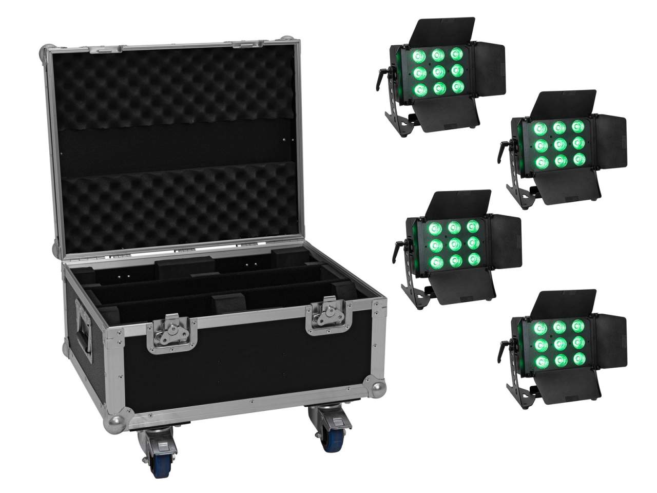 EUROLITE Set 4x LED CLS-9 QCL RGB/WW 9x7W + Case EUROLITE Set 4x LED CLS-9 QCL RGB/WW 9x7W + Case