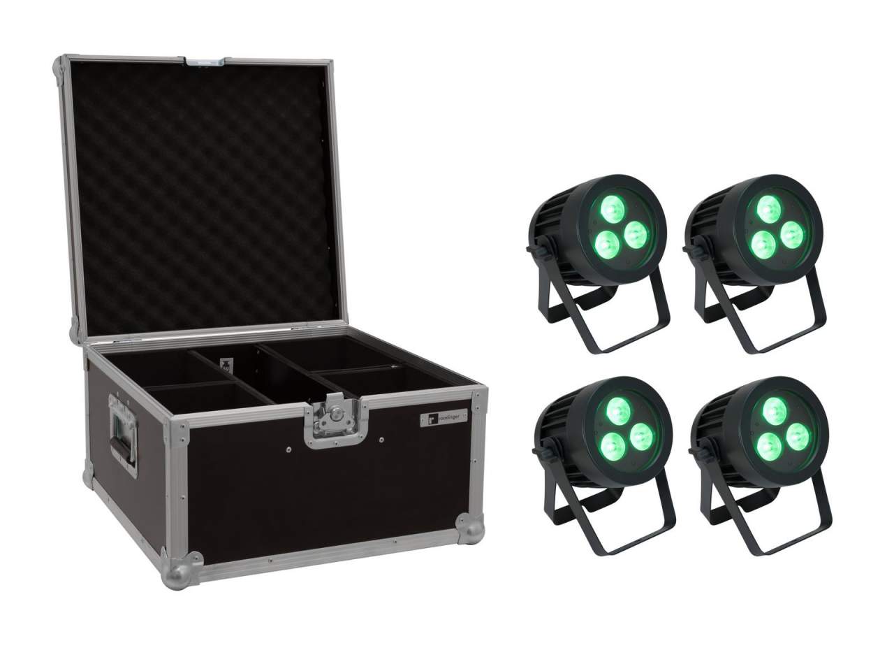 EUROLITE Set 4x LED IP PAR 3x8W QCL Spot + Case EUROLITE Set 4x LED IP PAR 3x8W QCL Spot + Case