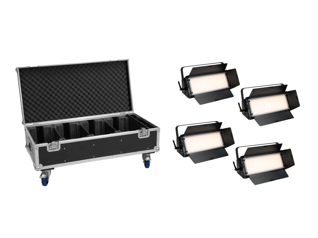 EUROLITE Set 4x LED PLL-576 CW/WW Panel + Case mit Rollen EUROLITE Set 4x LED PLL-576 CW/WW Panel + Case mit Rollen