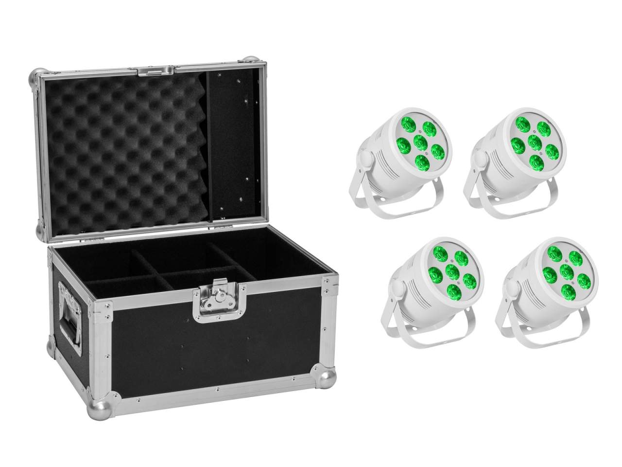 EUROLITE Set 4x LED Silent PAR 6 QCL Floor ws + Case EUROLITE Set 4x LED Silent PAR 6 QCL Floor ws + Case