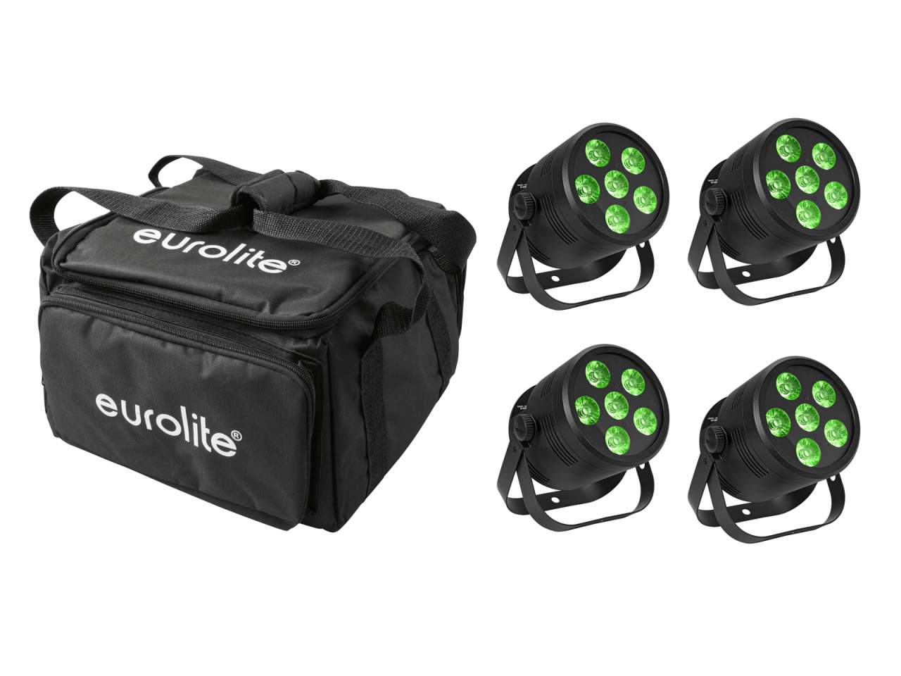EUROLITE Set 4x LED Silent Par 6 QCL Floor sw + Soft-Bag EUROLITE Set 4x LED Silent Par 6 QCL Floor sw + Soft-Bag