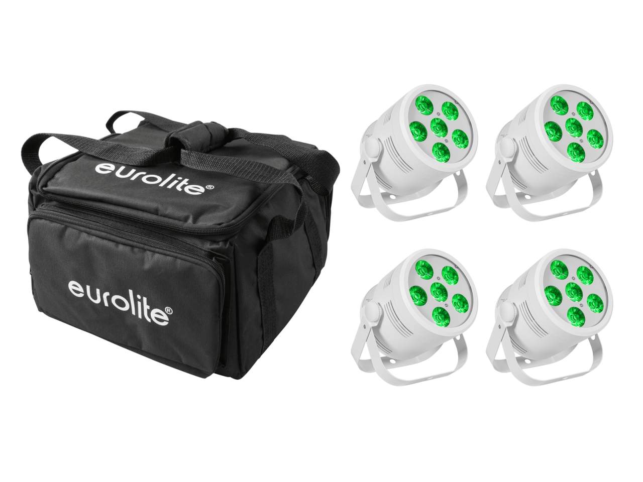 EUROLITE Set 4x LED Silent Par 6 QCL Floor ws + Soft-Bag EUROLITE Set 4x LED Silent Par 6 QCL Floor ws + Soft-Bag