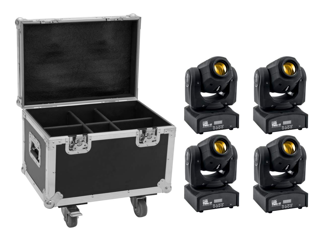 EUROLITE Set 4x LED TMH-17 Spot + Case mit Rollen EUROLITE Set 4x LED TMH-17 Spot + Case mit Rollen