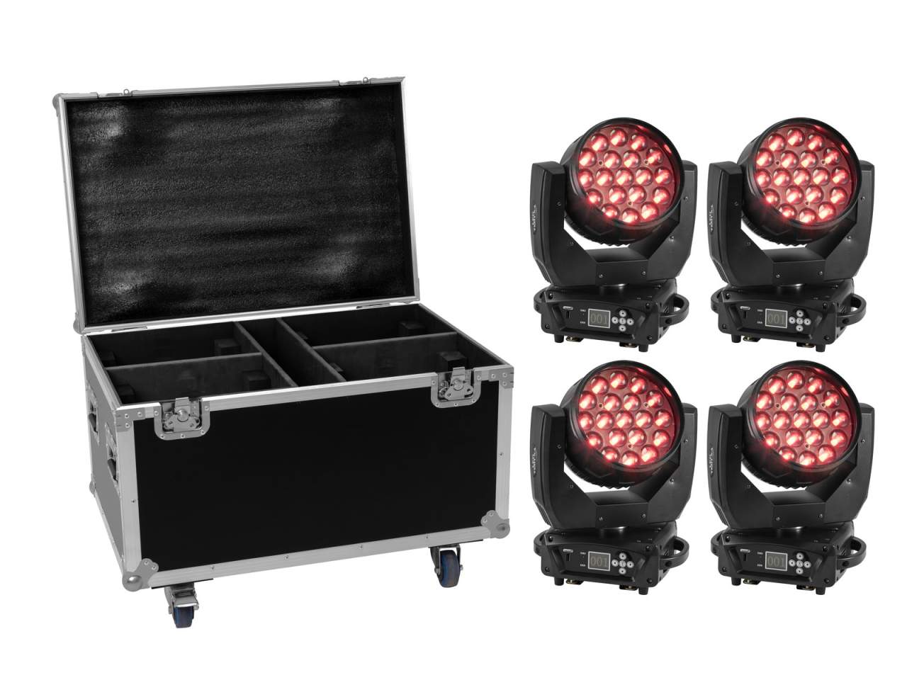 EUROLITE Set 4x LED TMH-X4 + Case mit Rollen EUROLITE Set 4x LED TMH-X4 + Case mit Rollen