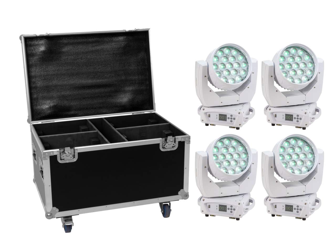 EUROLITE Set 4x LED TMH-X4 wei? + Case mit Rollen EUROLITE Set 4x LED TMH-X4 wei? + Case mit Rollen