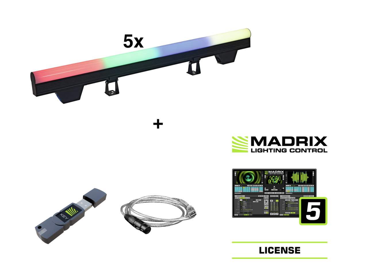 EUROLITE Set 5x LED PT-100/32 Pixel DMX Tube + Madrix Software EUROLITE Set 5x LED PT-100/32 Pixel DMX Tube + Madrix Software