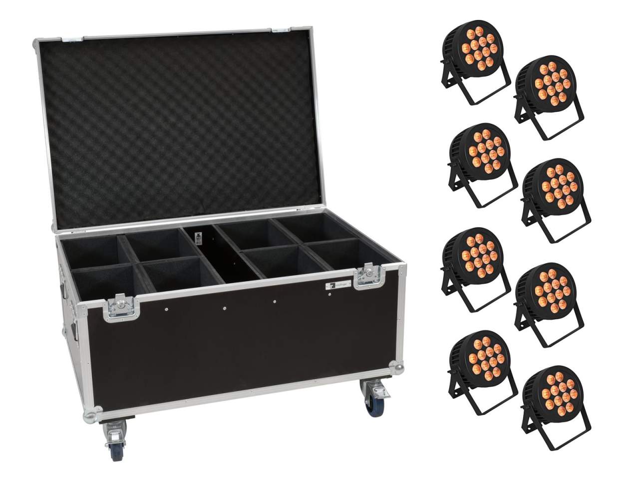 EUROLITE Set 8x LED IP PAR 12x9W SCL Spot + Case mit Rollen EUROLITE Set 8x LED IP PAR 12x9W SCL Spot + Case mit Rollen
