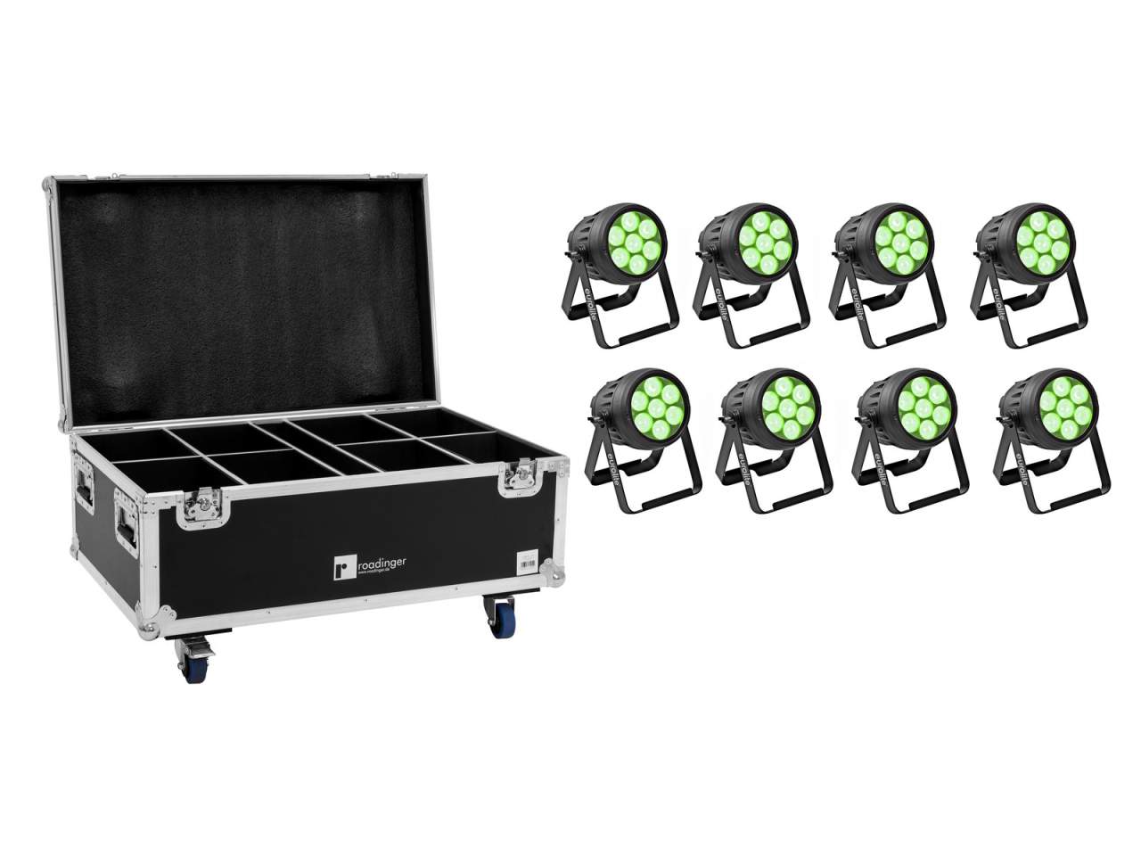 EUROLITE Set 8x LED IP PAR 7x10W RGBL Spot + Case EUROLITE Set 8x LED IP PAR 7x10W RGBL Spot + Case