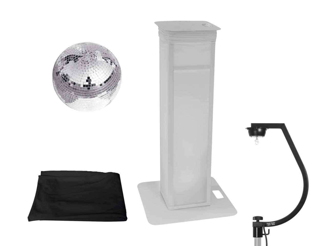 EUROLITE Set Spiegelkugel 30cm mit Stage Stand variabel + Cover schwarz EUROLITE Set Spiegelkugel 30cm mit Stage Stand variabel + Cover schwarz