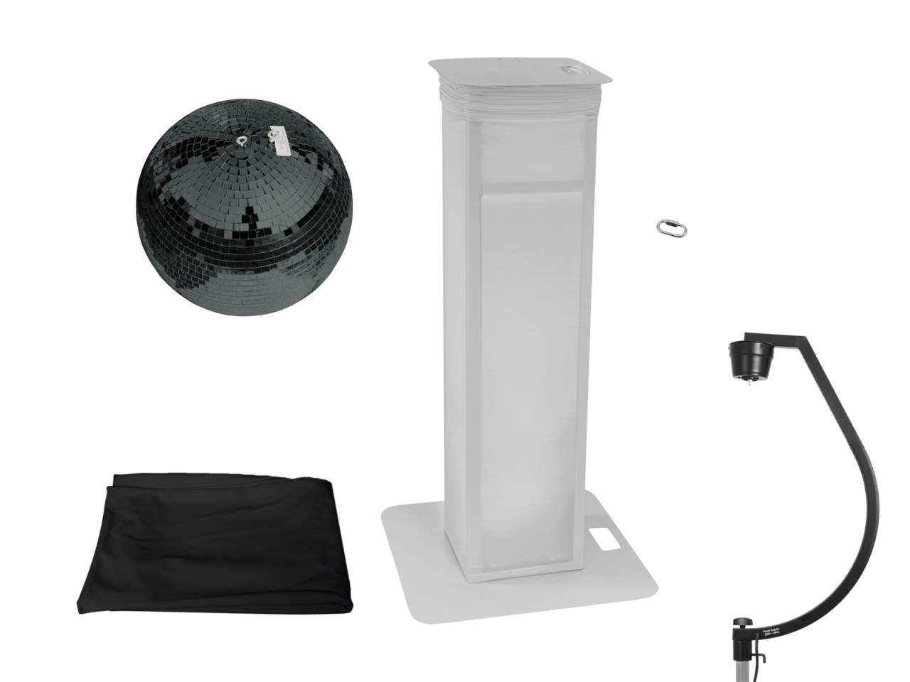 EUROLITE Set Spiegelkugel 50cm schwarz mit Stage Stand variabel + Cover schwarz EUROLITE Set Spiegelkugel 50cm schwarz mit Stage Stand variabel + Cover schwarz