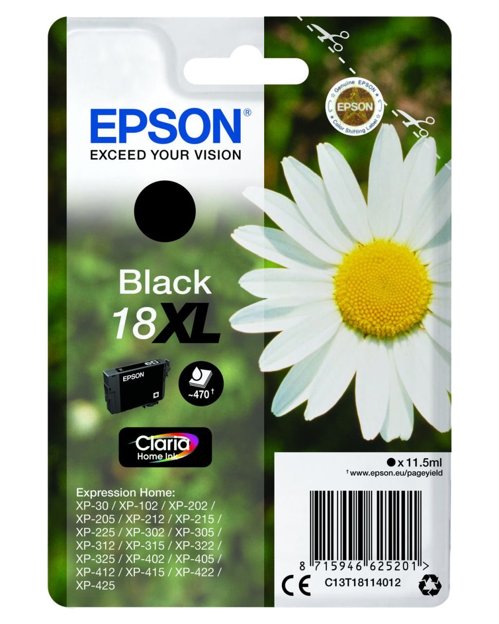 Epson Original 18XL Gänseblümchen Druckerpatrone - schwarz (C13T18114012)