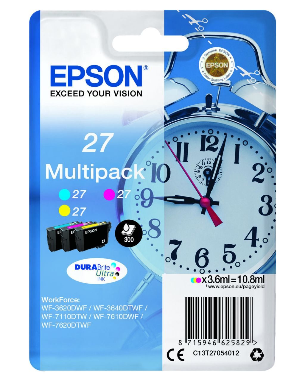Epson Original 27 Wecker Druckerpatronen - 3er Multipack (C13T27054012)