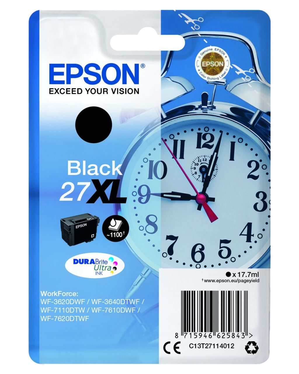 Epson Original 27XL Wecker Druckerpatrone - schwarz (C13T27114012)