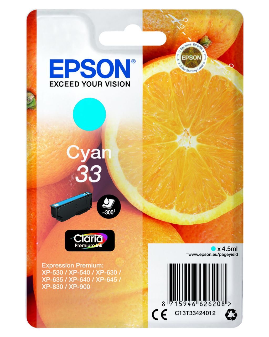 Epson Original 33 Orange Druckerpatrone - cyan (C13T33424012)